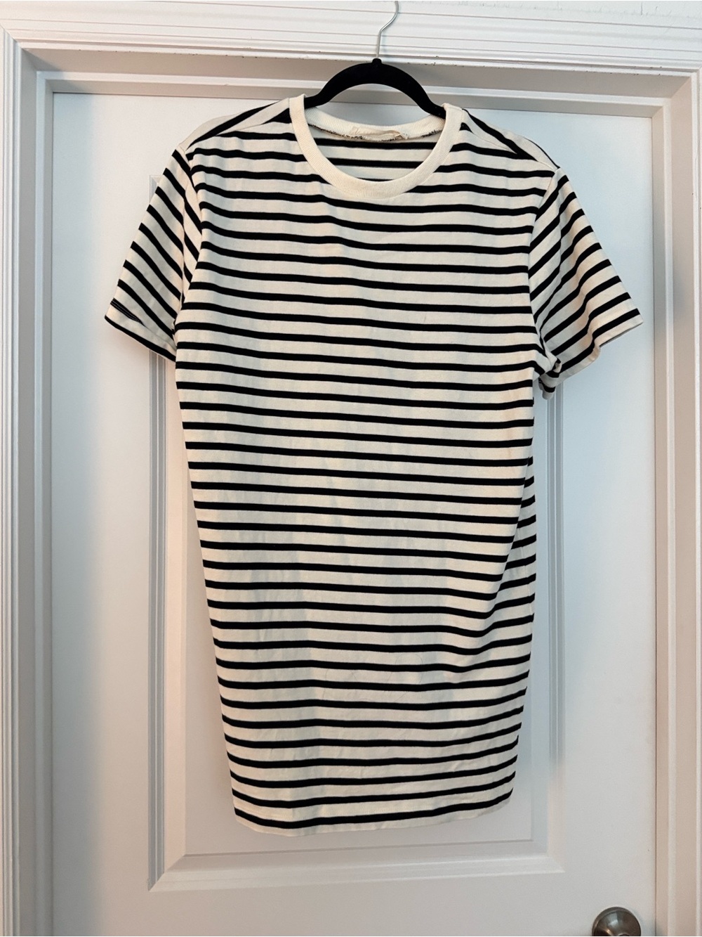 Ellison Black & White Striped Crewneck Short Sleeve dress